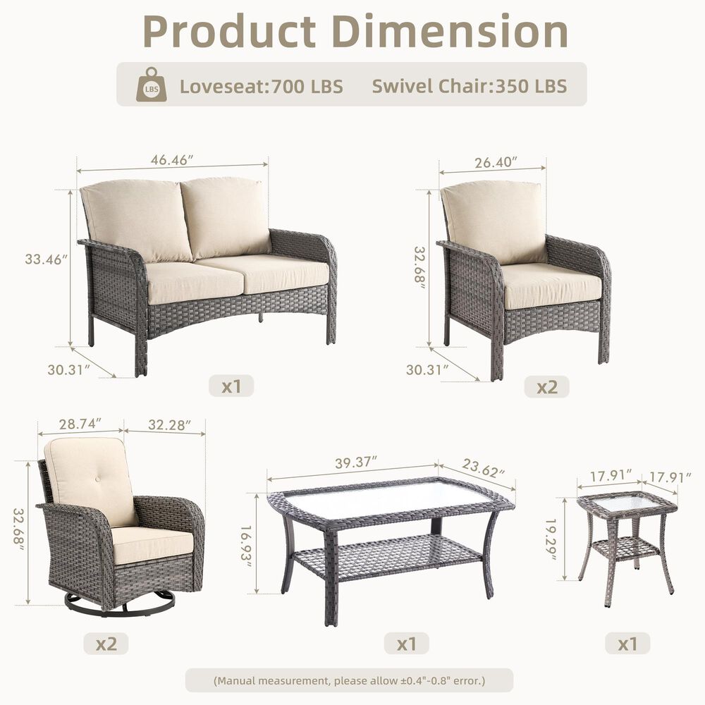 HOMLUX 7-Piece Patio Conversation Set in Beige, , large