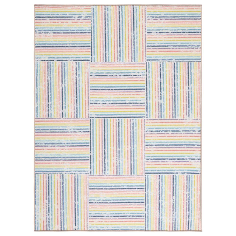 Safavieh Kids Playhouse Geometric 5"5" x 7"7" Ivory and Blue Rug, , large