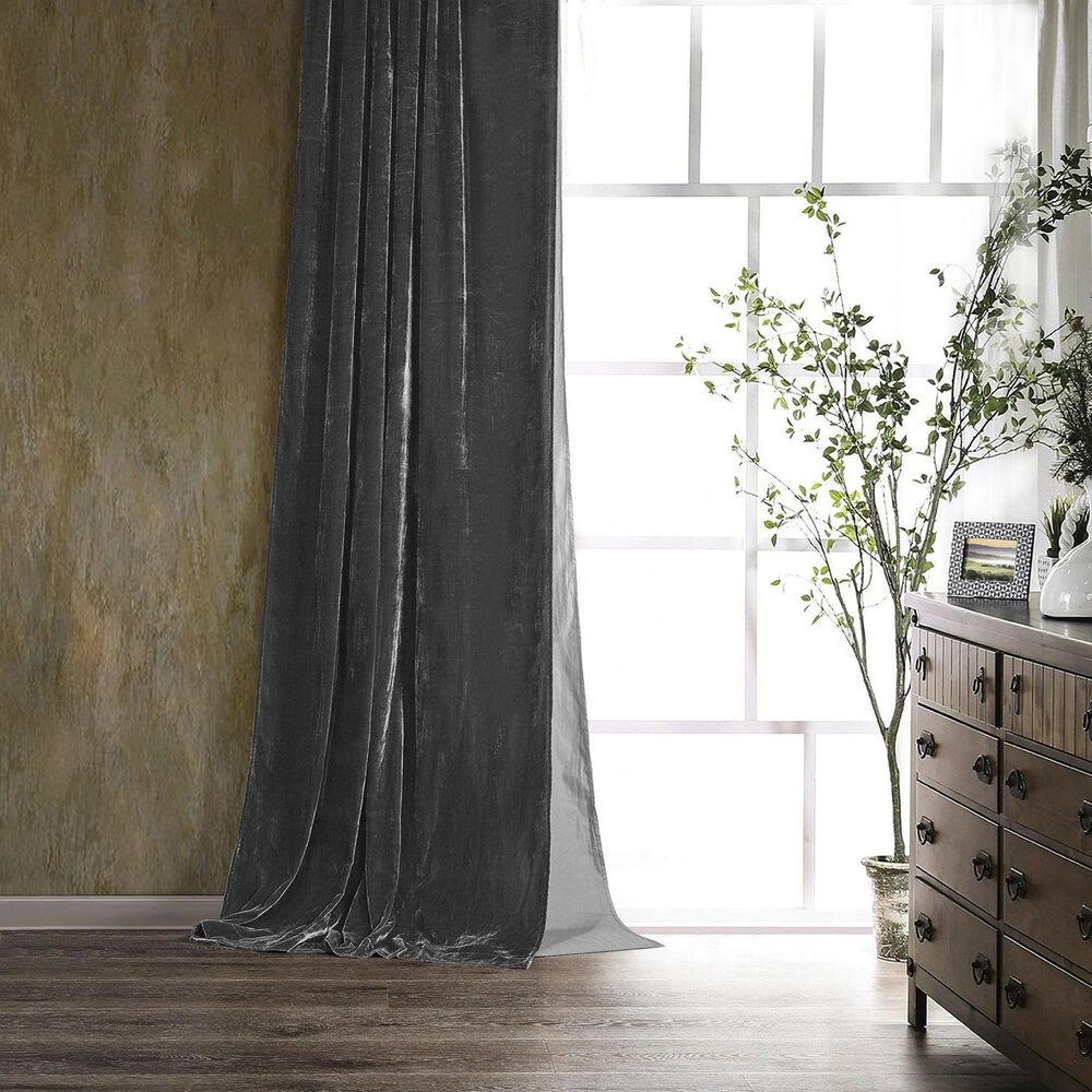 HiEnd Accents Stella 108" x 48" Curtain in Dark Slate, , large