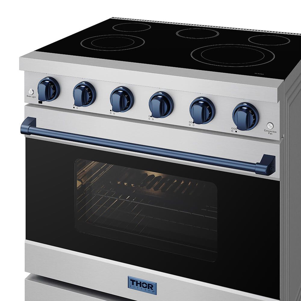 Thor Kitchen Gordon Ramsay 6 Cu. Ft. Professional Freestanding Electric Range with Blue Handle Kit in Stainless Steel, , large