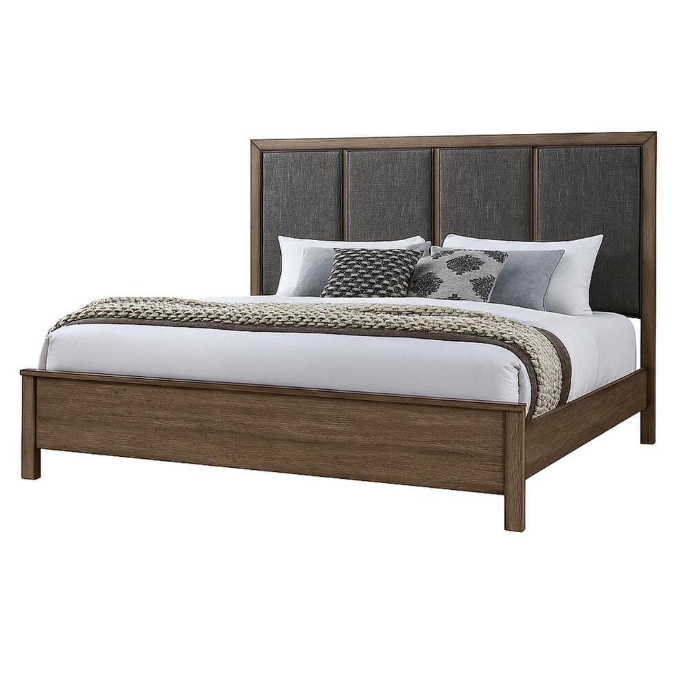 New Heritage Design Harrisburg Queen Bed and Two Nightstands in Walnut Brown with USB Port, , large
