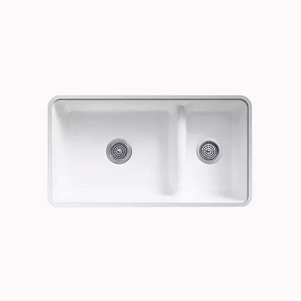 Kohler Iron/Tones Smart Divide 33&quot; Double-Bowl Kitchen Sink in White, , large