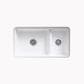 Kohler Iron/Tones Smart Divide 33" Double-Bowl Kitchen Sink in White, , large
