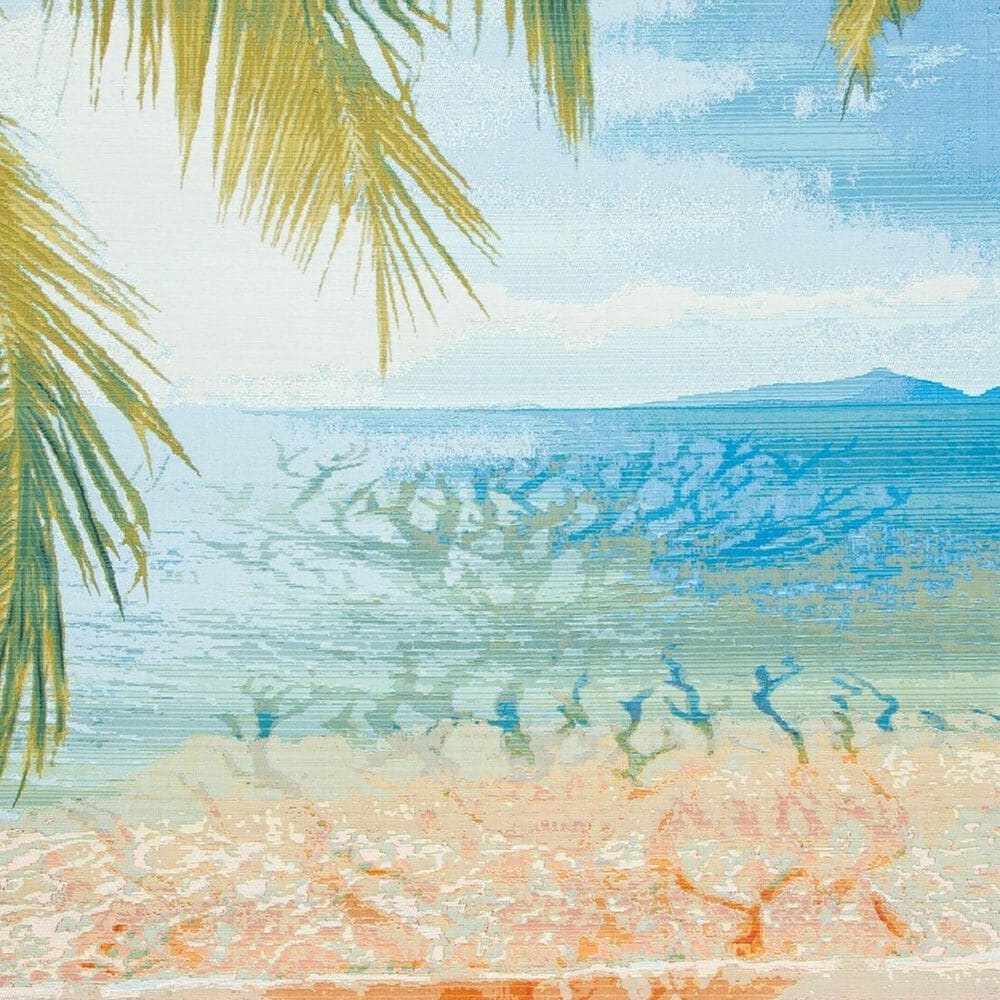 Safavieh Barbados Tropical Beach  6&#39;6&quot; Square Gold and Blue Indoor/Outdoor Area Rug, , large