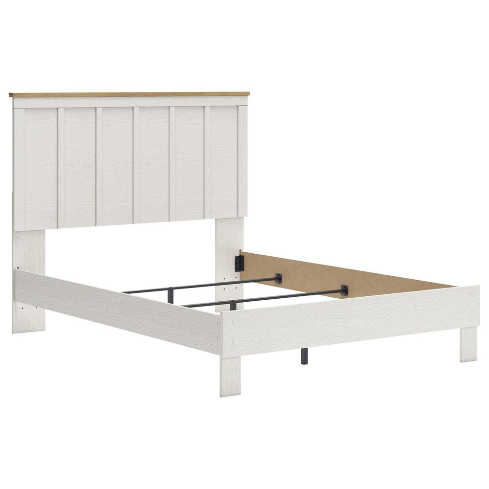 Ashley Linnocreek 4-Piece Queen Bedroom Set in White and Warm Brown, , large