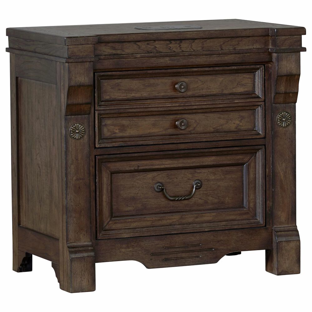 Sasha Lee Grand Teton 2 Drawer Wireless Charging Nightstand in Dark Brown with 2 USB Ports, , large