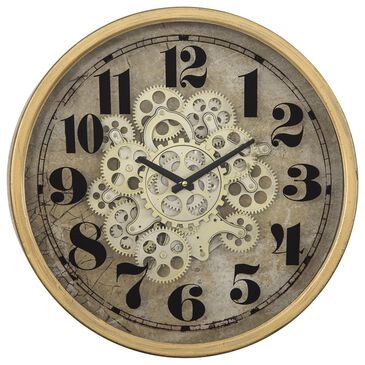 Yosemite Home Decor Gold Round Gear Wall Clock in Gold, Light Cream, Beige and Black, , large
