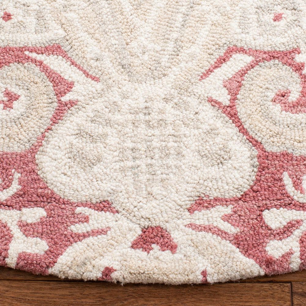 Safavieh Micro-Loop 5&#39; Round Pink and Beige Area Rug, , large