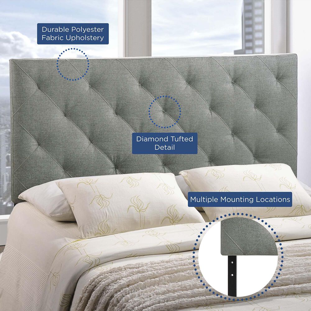 Modway Theodore Upholstered Fabric Queen Headboard in Gray, , large