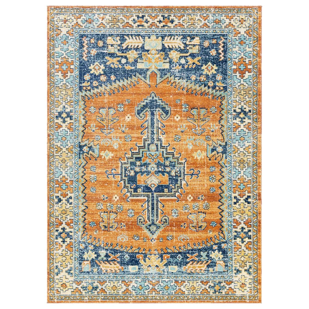 Surya Bodrum 5"3" x 7"3" Ivory, Orange, Saffron, Gray, Camel and Blue Area Rug, , large