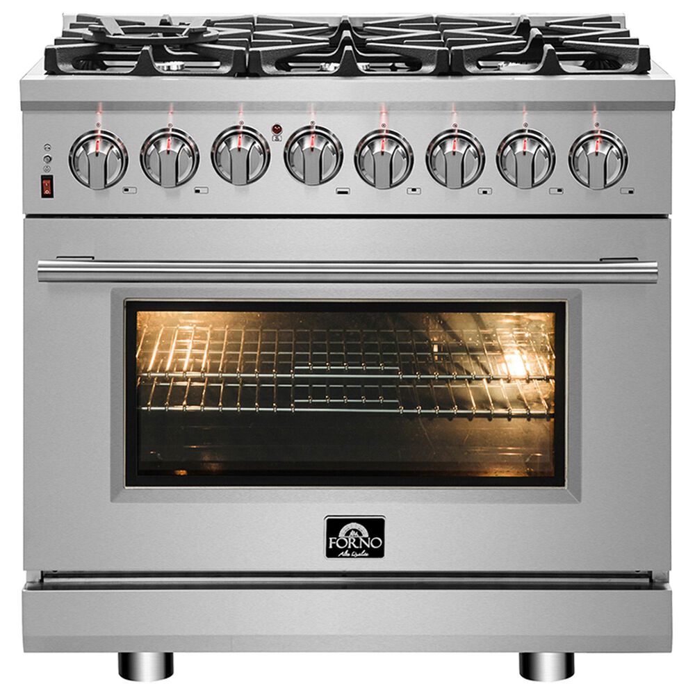 Forno Massimo 36" Freestanding Dual Fuel Range in Stainless Steel, , large