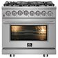 Forno Massimo 36" Freestanding Dual Fuel Range in Stainless Steel, , large