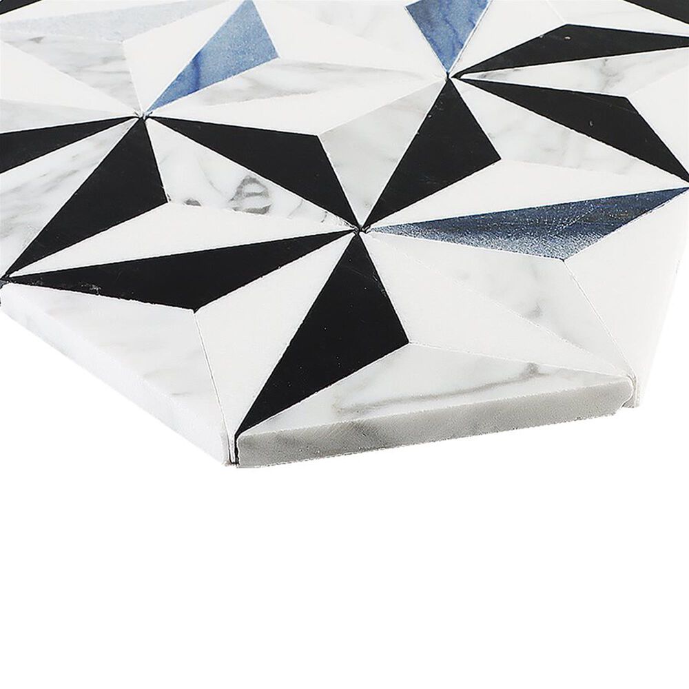 Soho Studio Geotech Winter Sky Nero, Thassos, Blue Celeste, Blue Macauba and Carrara 14" x 28" Marble Tile, , large