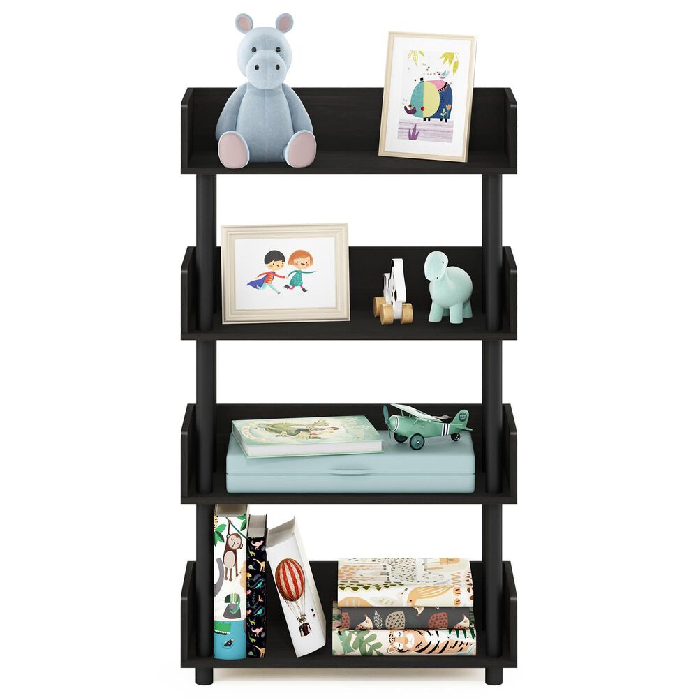 HOMLUX Turn-N-Tube 4-Tier Open Display Storage Bookshelf in Espresso, , large
