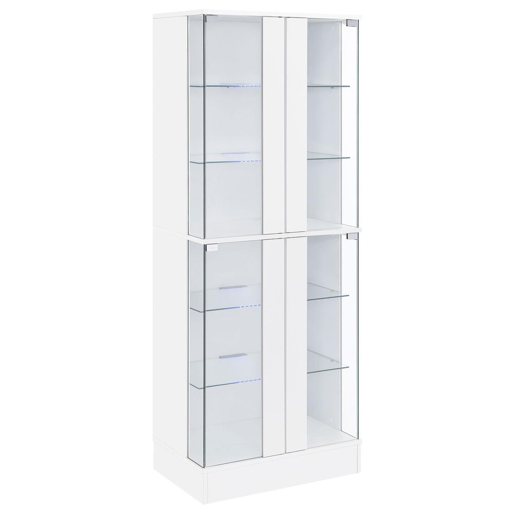 Pacific Landing Cabra Display Case Curio Cabinet in White High Gloss and Clear, , large