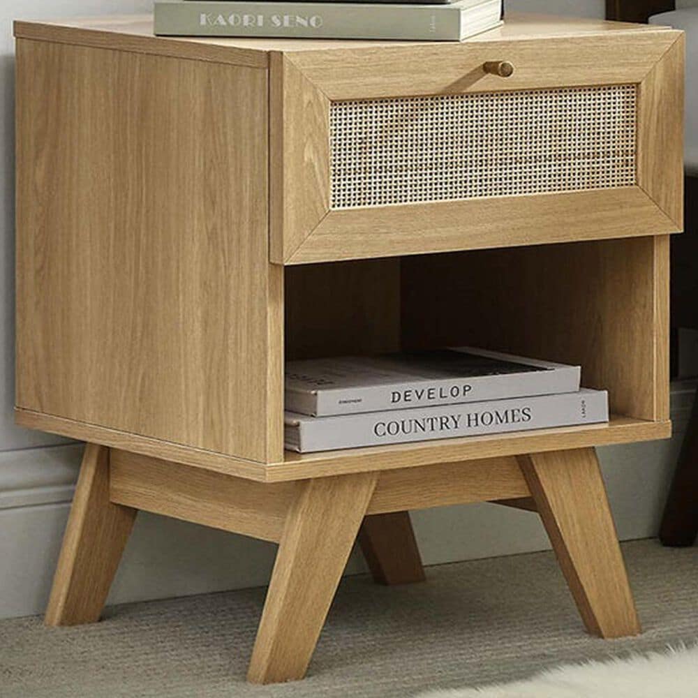 Modway Soma 1 Drawer and 1 Shelf Nightstand in Oak, , large