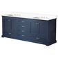 Lexora Home Dukes 80" Double Bathroom Vanity in Navy Blue with 2 cm White Cultured Marble Top and Rectangular Sinks, , large