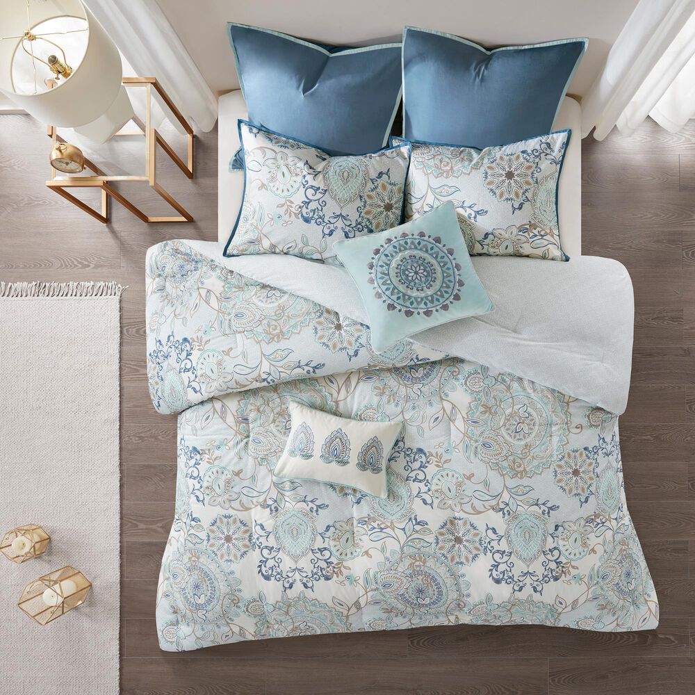 Hampton Park Isla 8-Piece Queen Reversible Comforter Set in Blue, , large