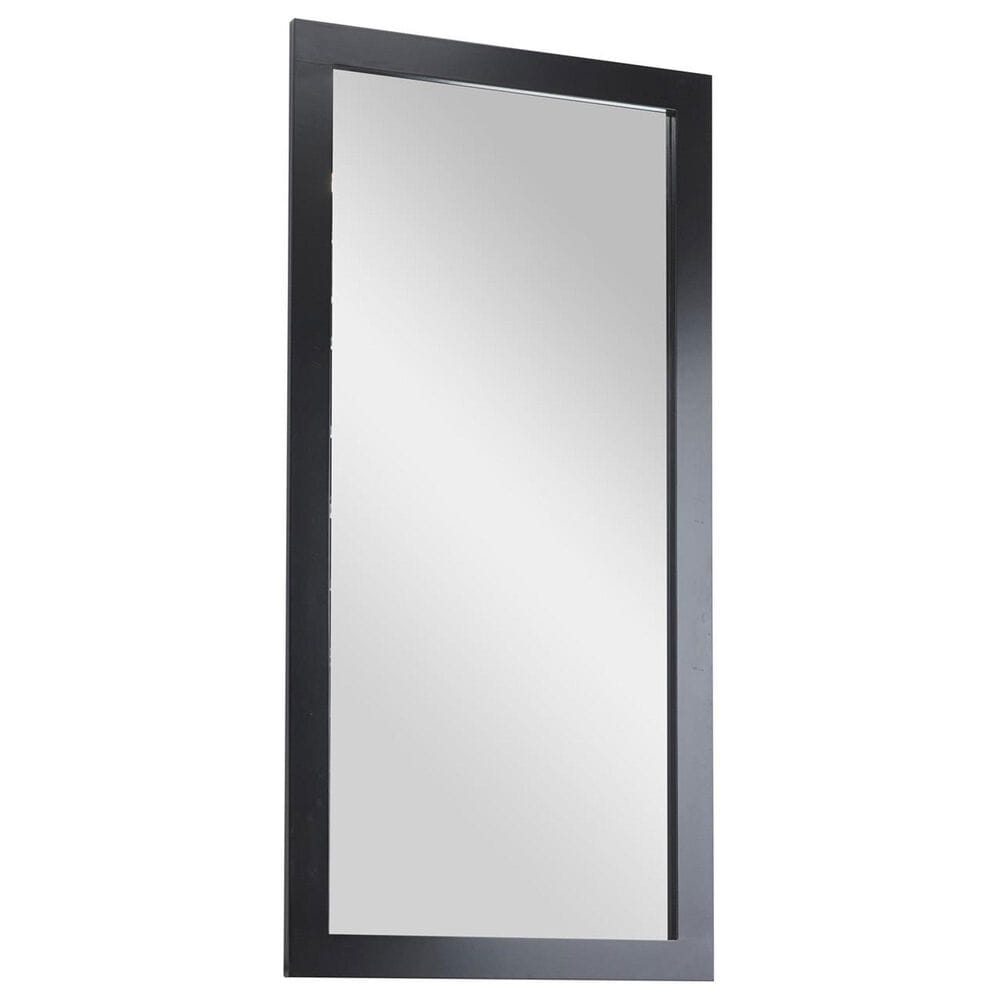 Maple and Jade 65" Wood Rectangular Minimalistic Wall Mirror in Matte Black, , large