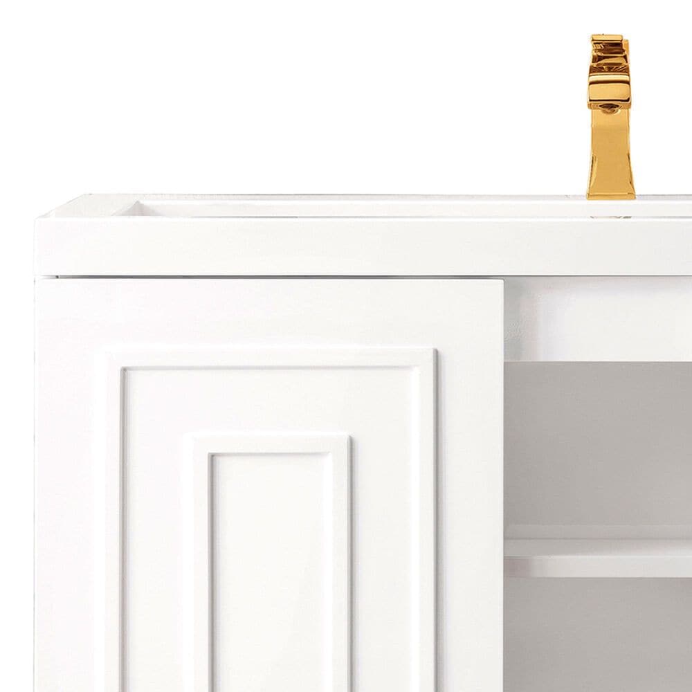 James Martin Vanities Alicante 39.5&quot; Single Bathroom Vanity in Glossy White and Radiant Gold with 5 cm White Glossy Resin Top and Rectangular Sink, , large
