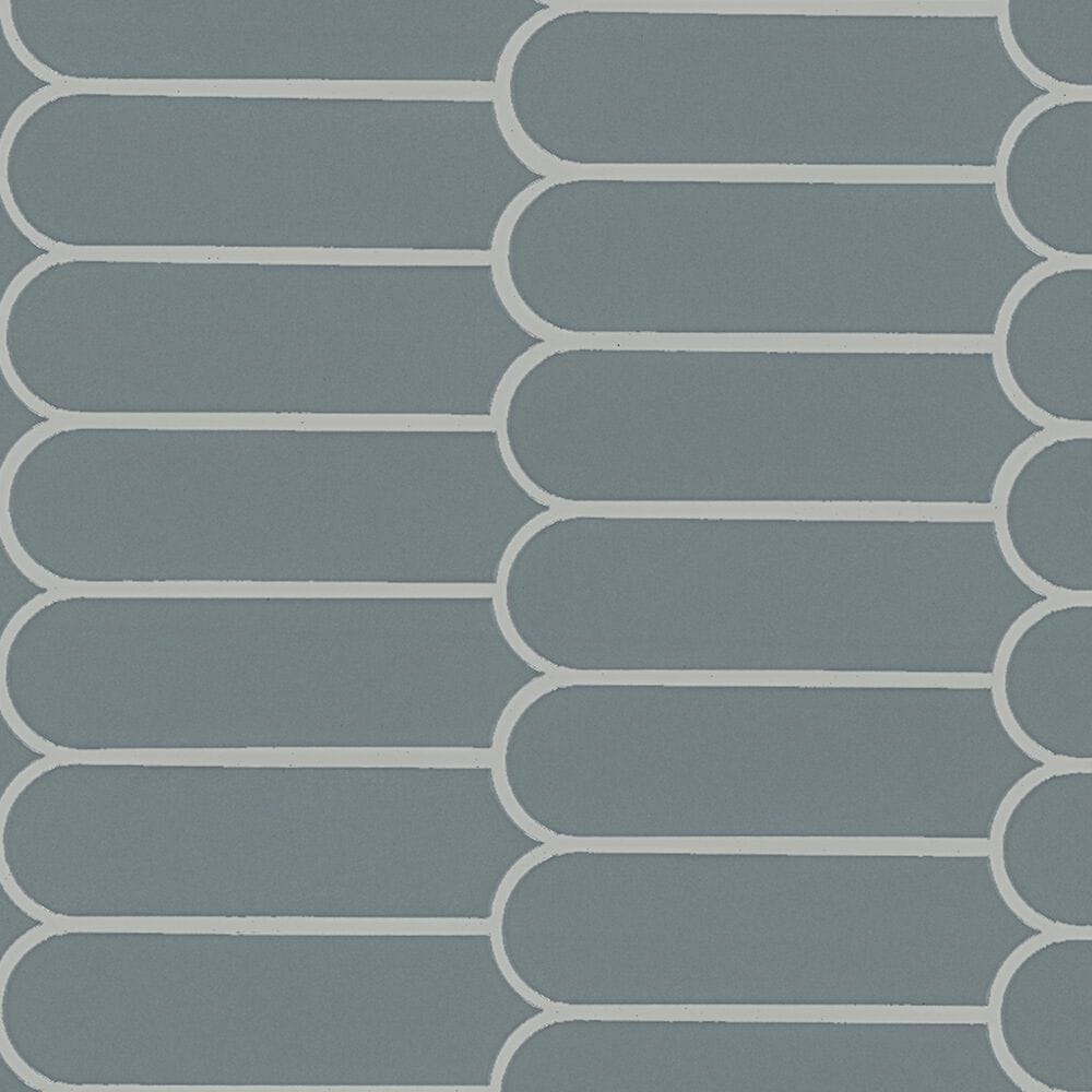 MS International Cielo Azul Scallop 12" x 12" Porcelain Mosaic Sheet, , large