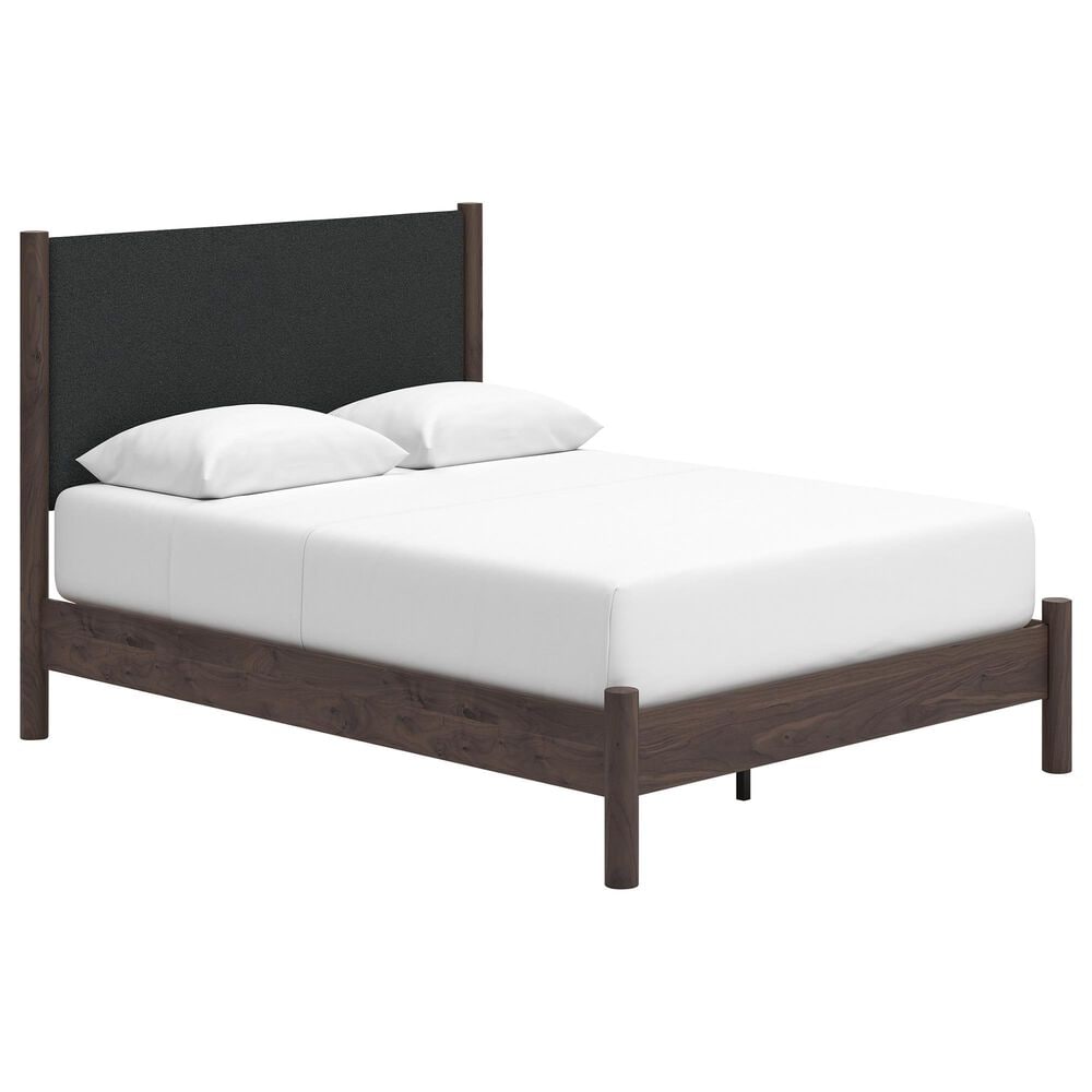 Ashley Pamytta Queen Upholstered Panel Platform Bed in Rich Brown, , large