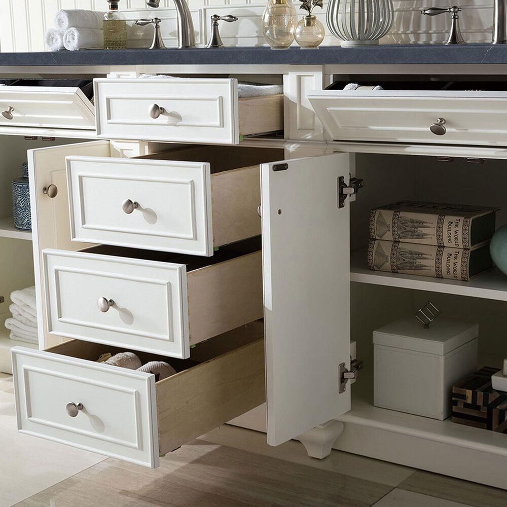 James Martin Vanities Bristol 72&quot; Double Bathroom Vanity in Bright White with 3 cm Charcoal Soapstone Quartz Top and Rectangular Sinks, , large