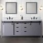 Lexora Home Marsyas 80" Double Bathroom Vanity in Dark Grey with White Carrara Marble Top and Rectangular Sinks, , large