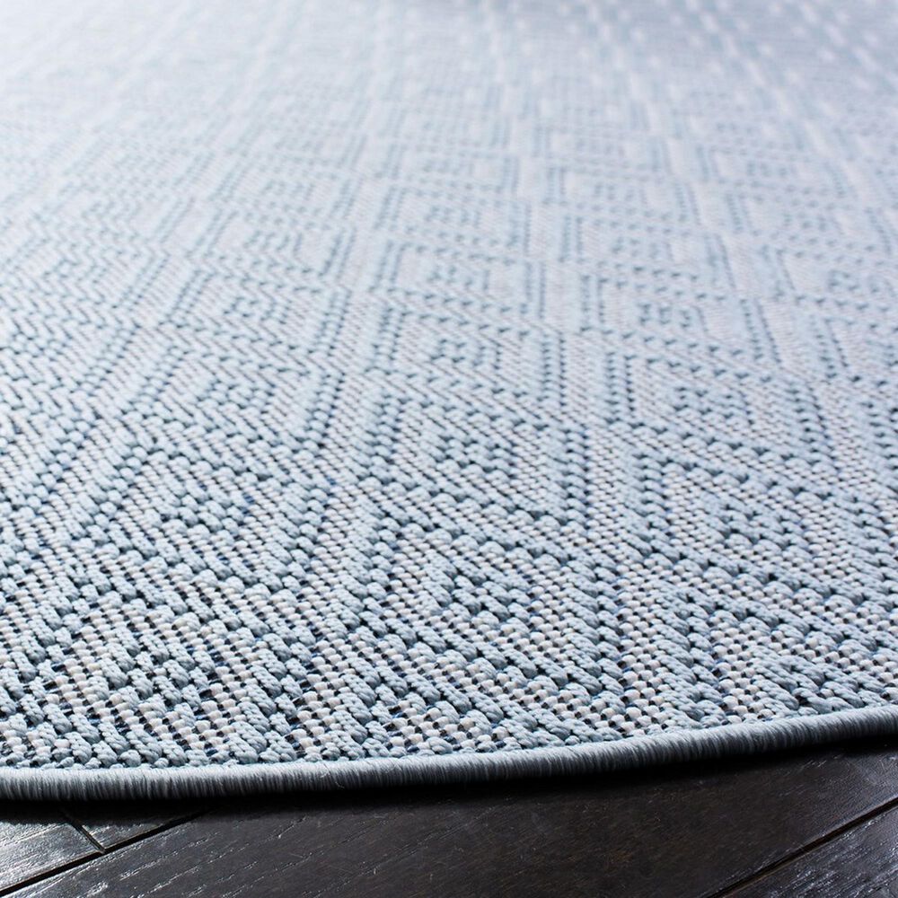 Safavieh Bermuda Geometric 6&#39;7&quot; Round Light Blue and Cream Indoor/Outdoor Area Performance Rug, , large