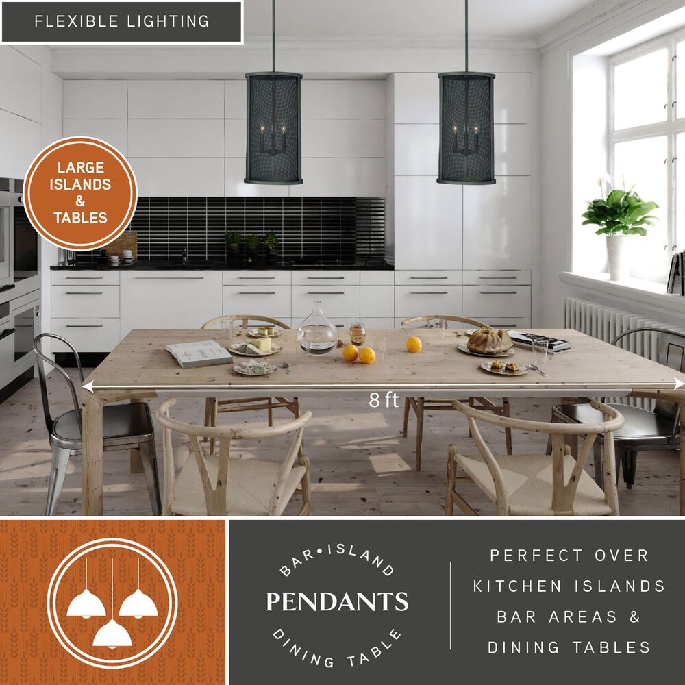 Vaxcel Wicker Park 3-Light Pendant in Warm Pewter, , large