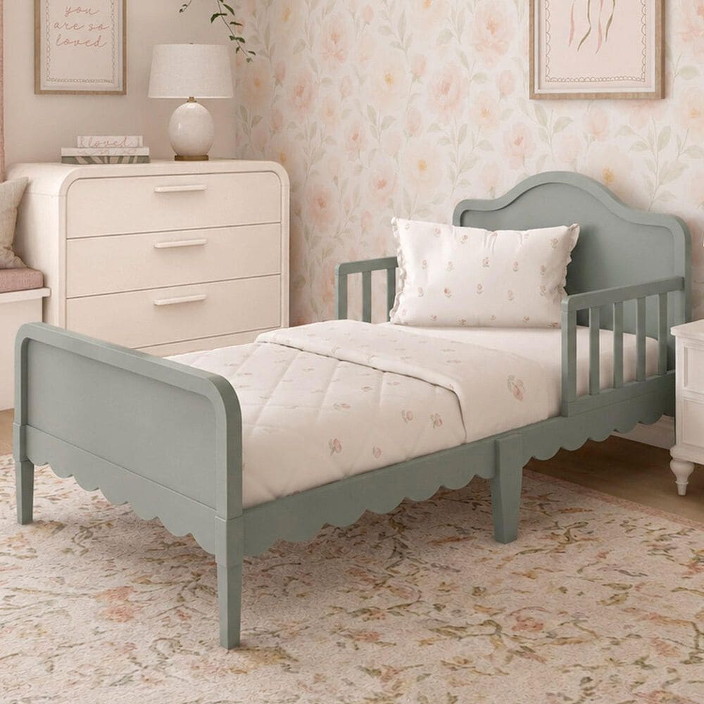 Evolur Scallop Haven Toddler Bed in Sea Grass, , large