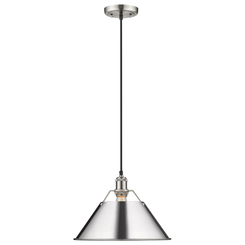 Golden Lighting Orwell 1-Light Wide Large Pendant with Chrome Shade in Pewter, , large