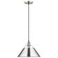Golden Lighting Orwell 1-Light Wide Large Pendant with Chrome Shade in Pewter, , large