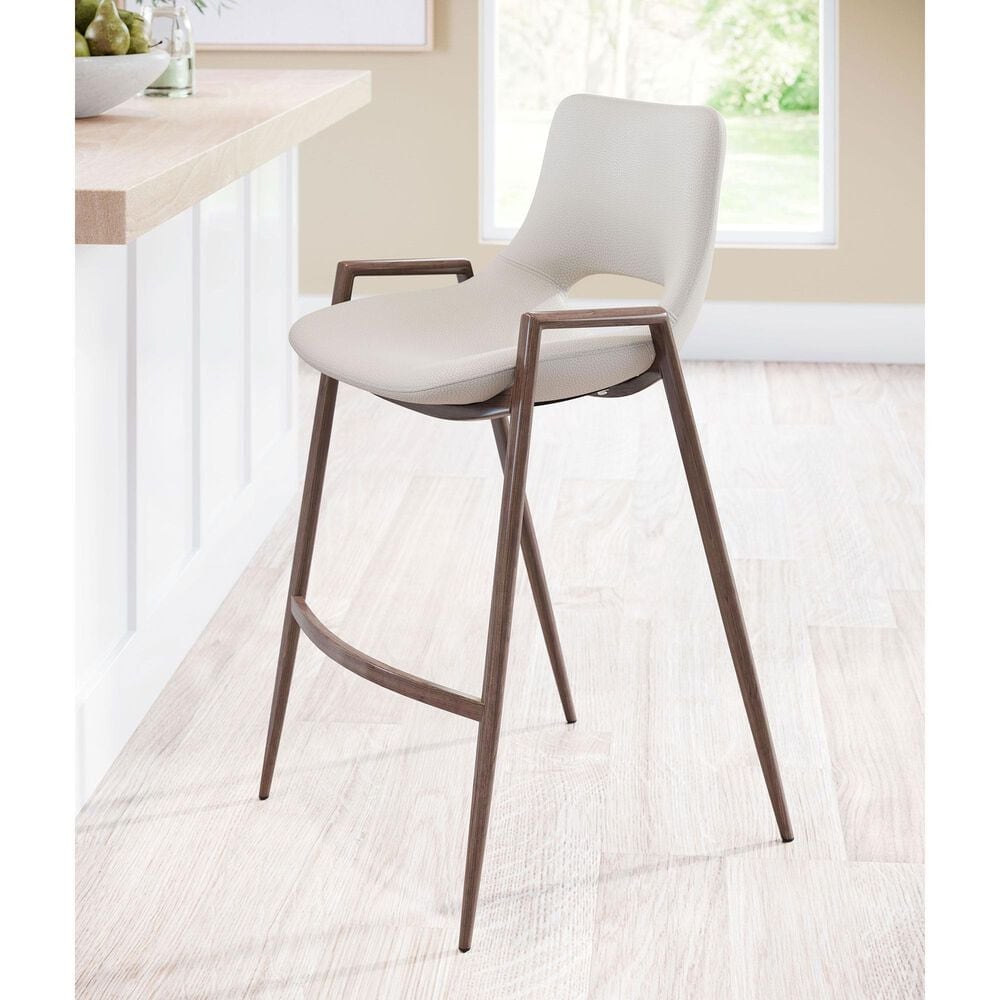 Zuo Modern Desi Counter Chair in Beige/Dark Brown &#40;Set of 2&#41;, , large