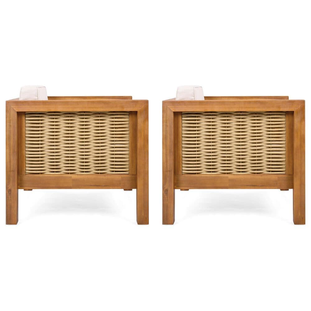 Hearth and Haven Outdoor Club Chair with Teak Frame in Beige (Set of 2), , large
