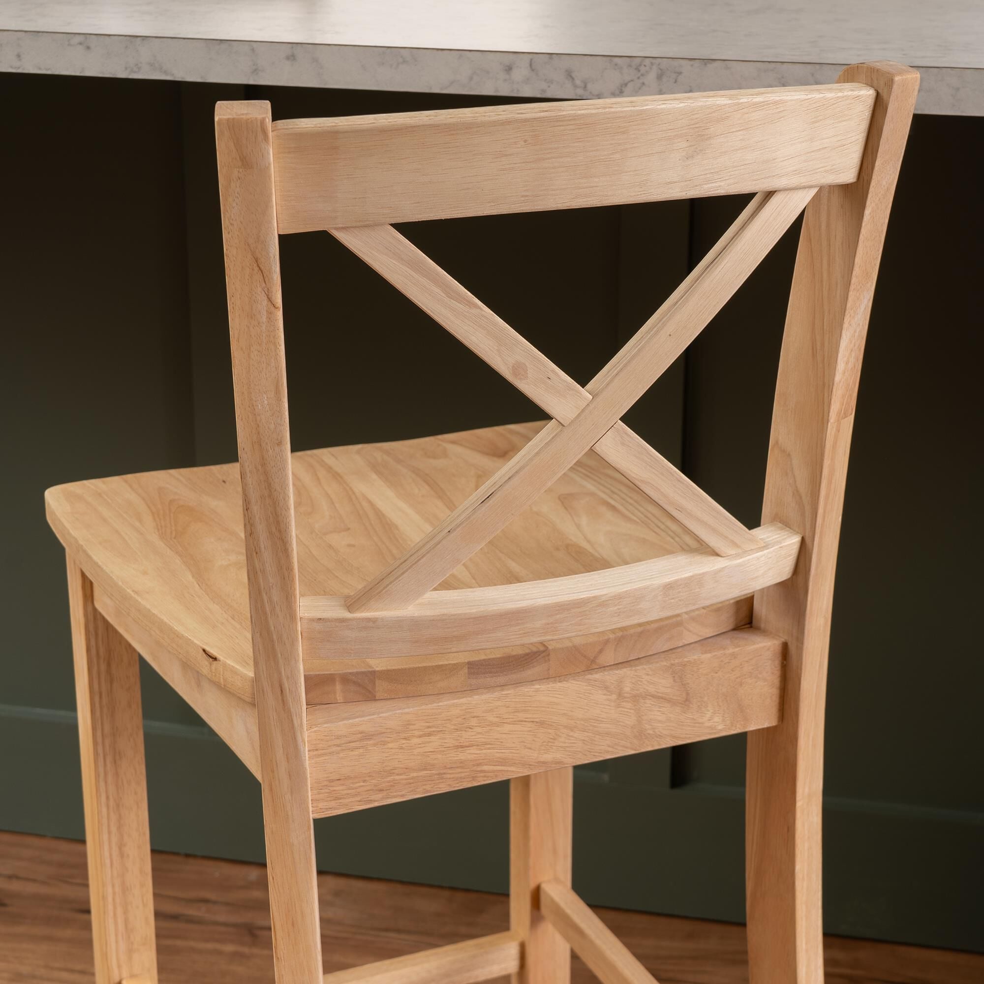Linon Home Decor Torino X-Back Counter Stool in Natural Unfinished