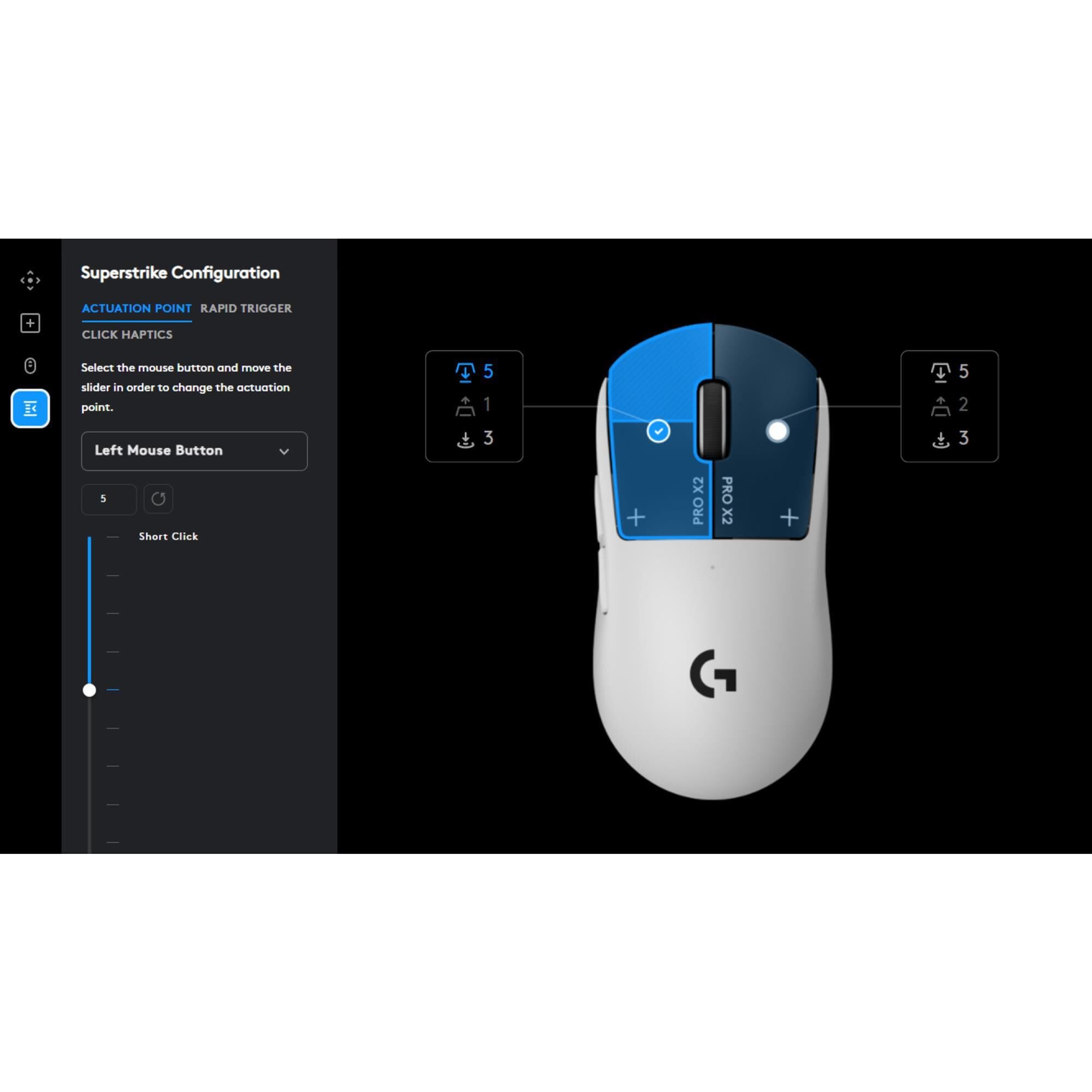 Logitech Pro X2 Superstrike Lightspeed Wireless Gaming Mouse in