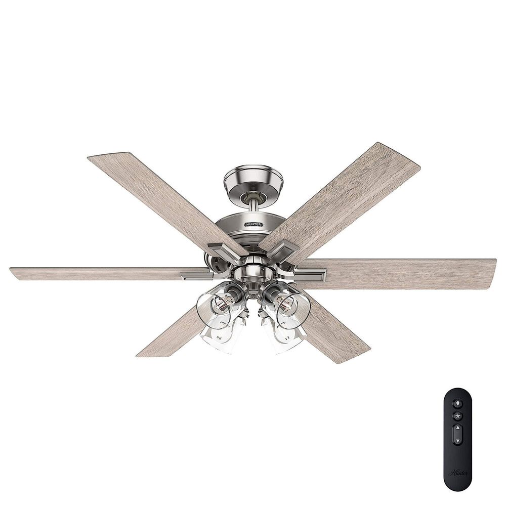 Hunter Fonthill 52" Ceiling Fan with LED Lights in Brushed Nickel, , large