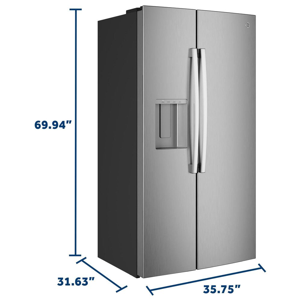 GE Appliances 24 Cu. Ft. Counter-Depth Side-By-Side Refrigerator with LED Light Wall in Fingerprint Resistant Stainless Steel, , large