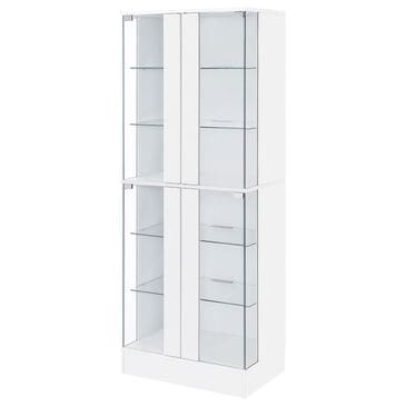 Pacific Landing Cabra Display Case Curio Cabinet in White High Gloss and Clear, , large