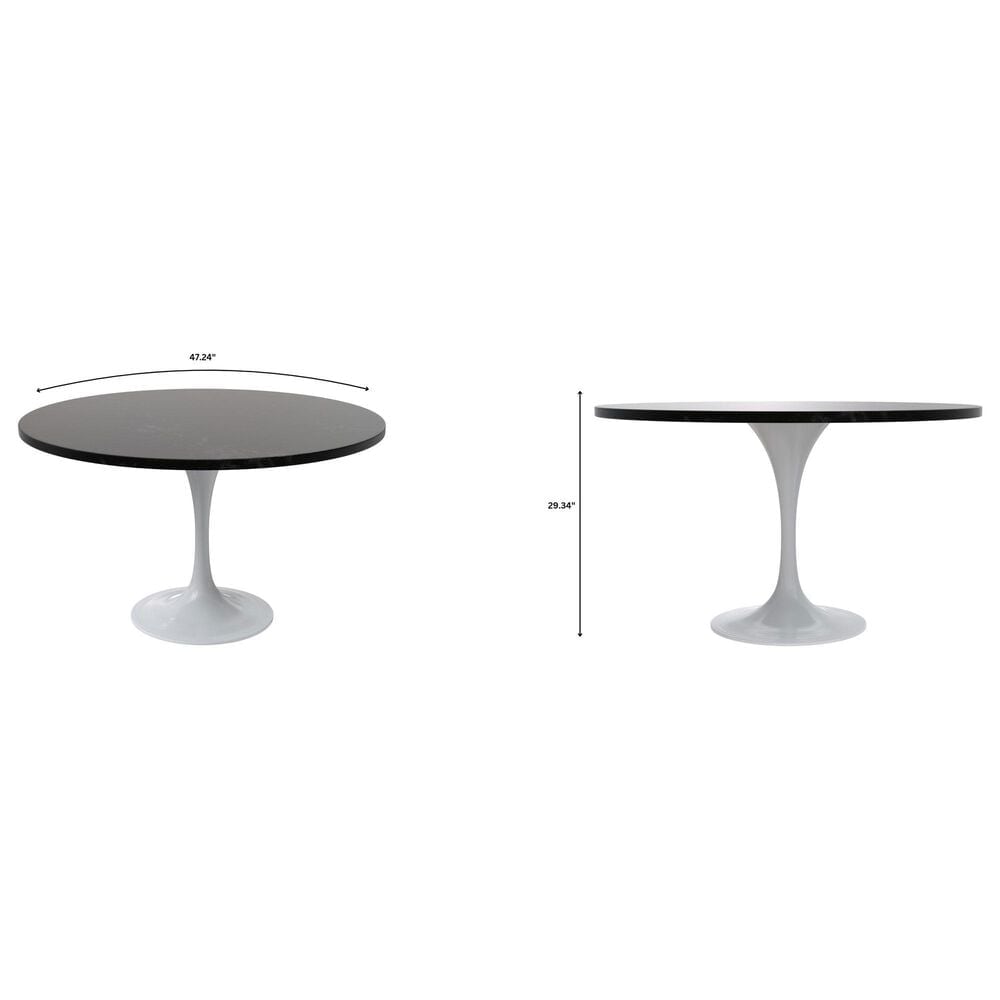 Leisuremod LeisureMod Verve Collection 48 Round Dining Table, White Base with Dark Maple MDF Top, , large