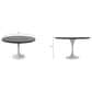 Leisuremod LeisureMod Verve Collection 48 Round Dining Table, White Base with Dark Maple MDF Top, , large
