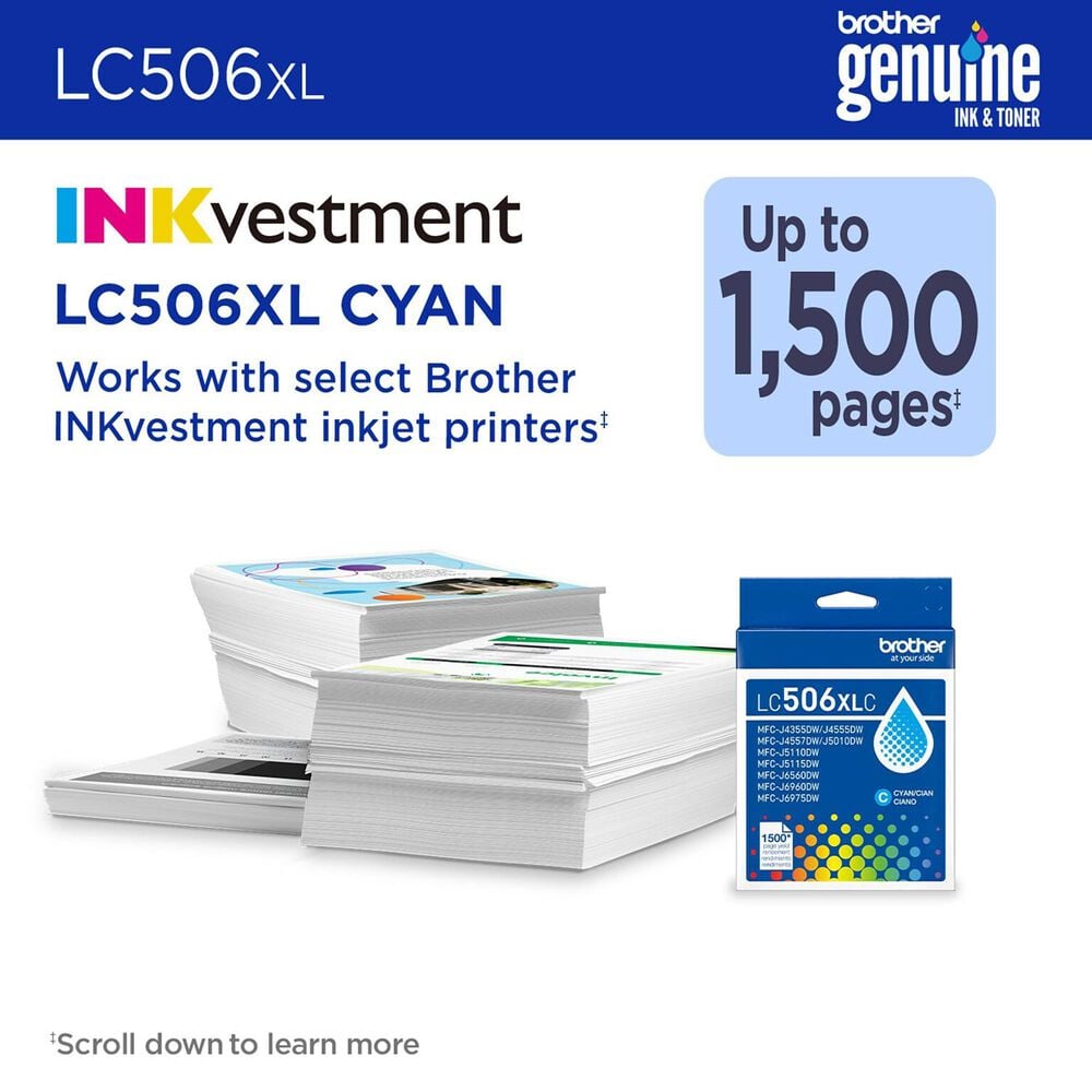 Brother LC506XLYS High Yield Ink Cartridge in Cyan, , large