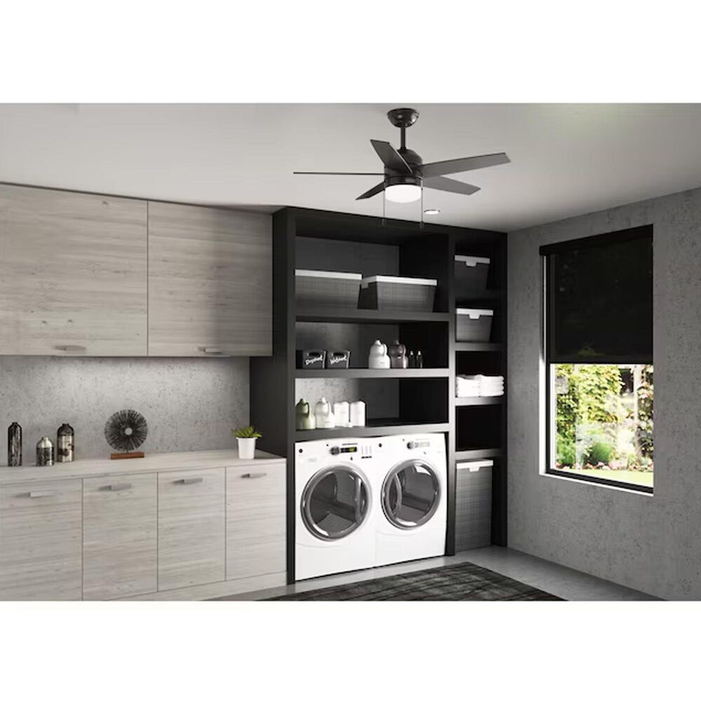 Hunter Bardot 44&quot; LED Indoor Ceiling Fan with Light in Matte Black, , large
