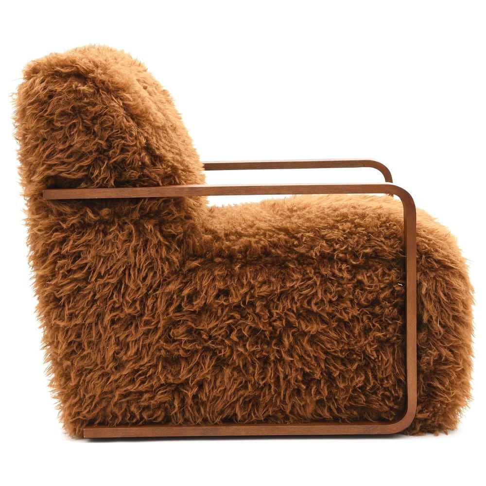 Furniture of America Neyra Long-Haired Accent Chair in Camel Brown, , large