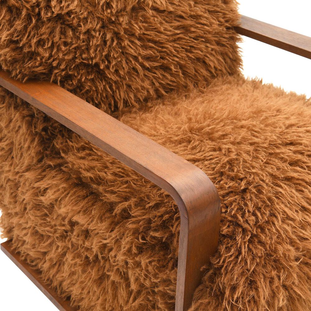 Furniture of America Neyra Long-Haired Accent Chair in Camel Brown, , large
