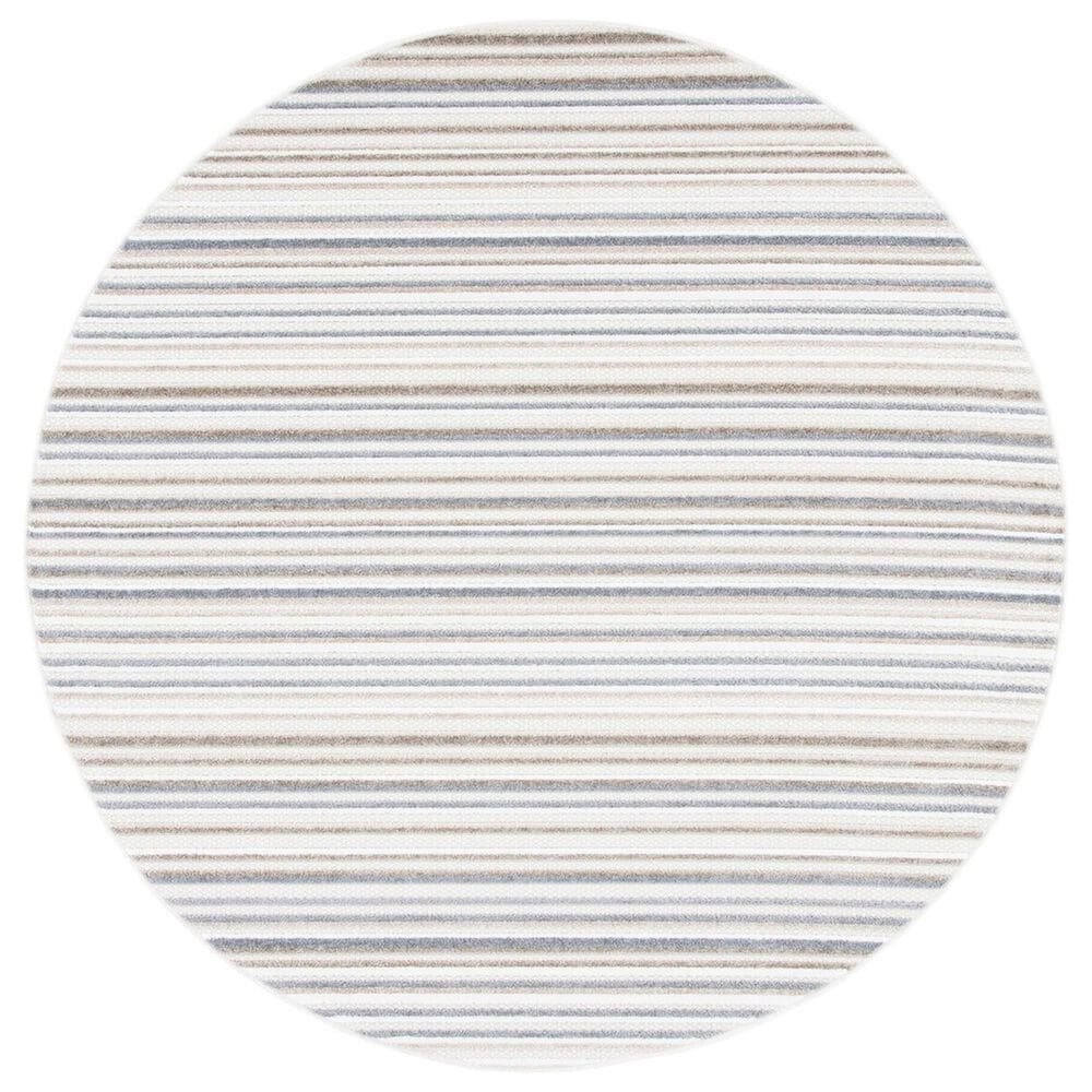 Safavieh Cabana CBN323B 6"7" Round Ivory and Grey Indoor/Outdoor Area Performance Rug, , large