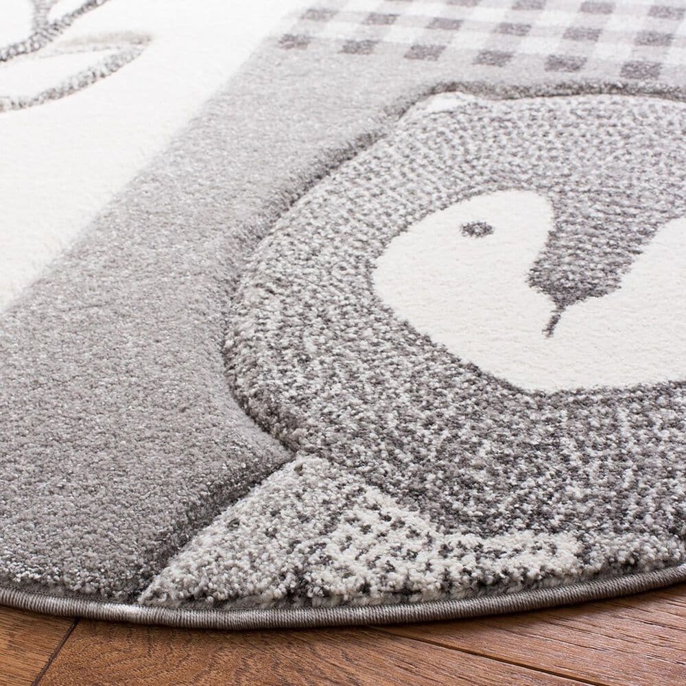 Safavieh Carousel 3&#39; Round Grey and Ivory Kids  Area Rug, , large