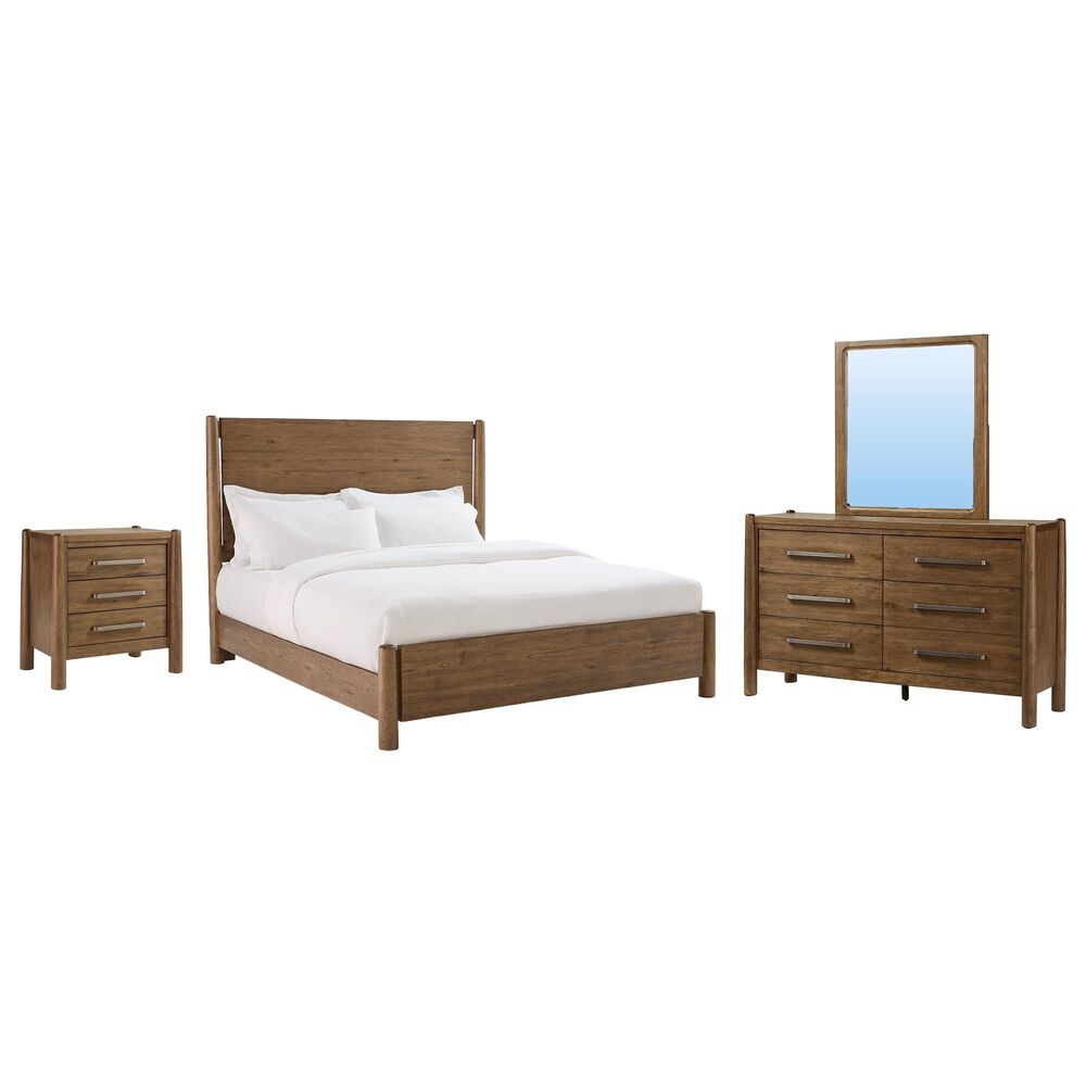 Riverside Furniture Henderson 4 Piece King Platform Panel Bedroom Set in Toasted Pecan, , large