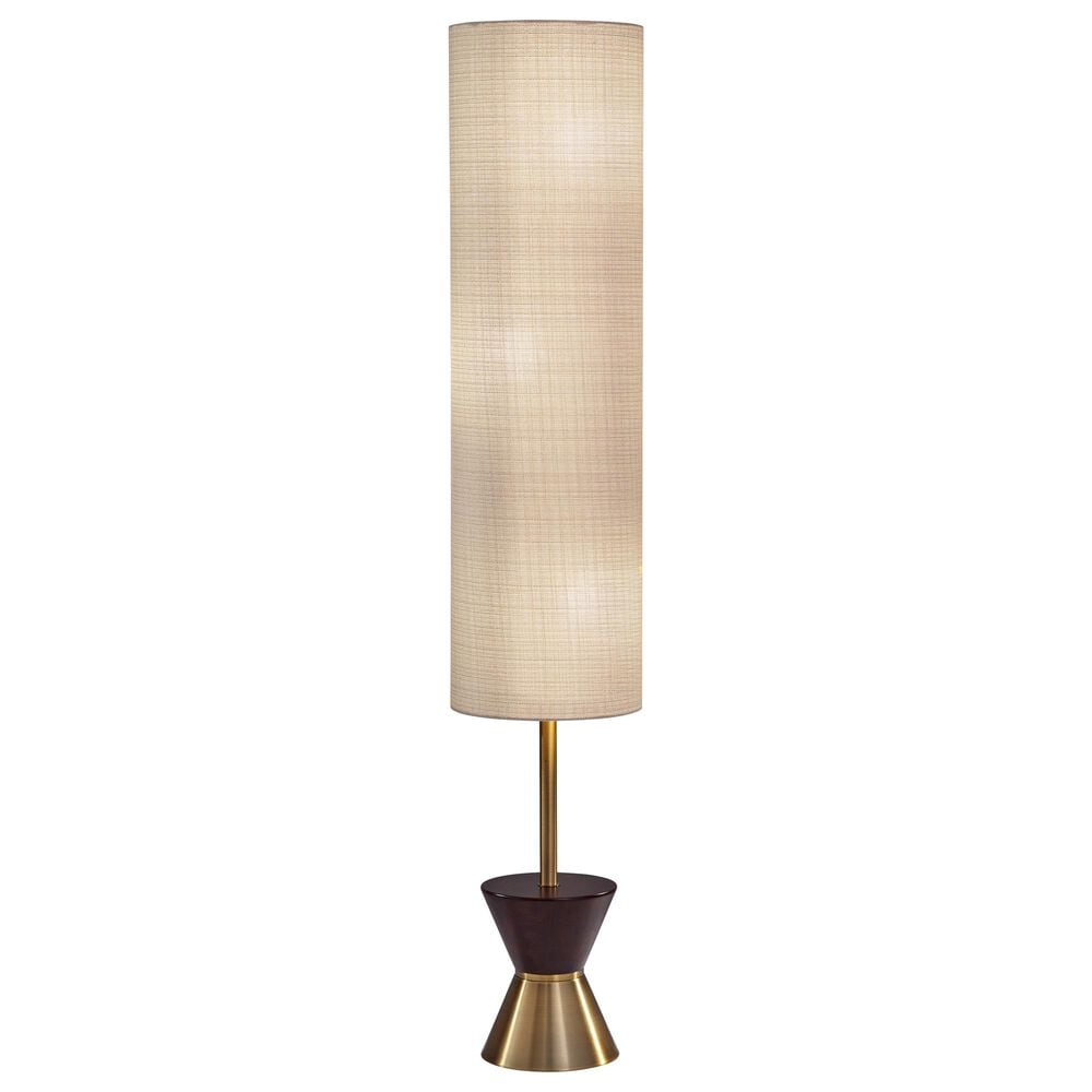 Adesso Carmen Floor Lamp in Antique Brass and Walnut, , large